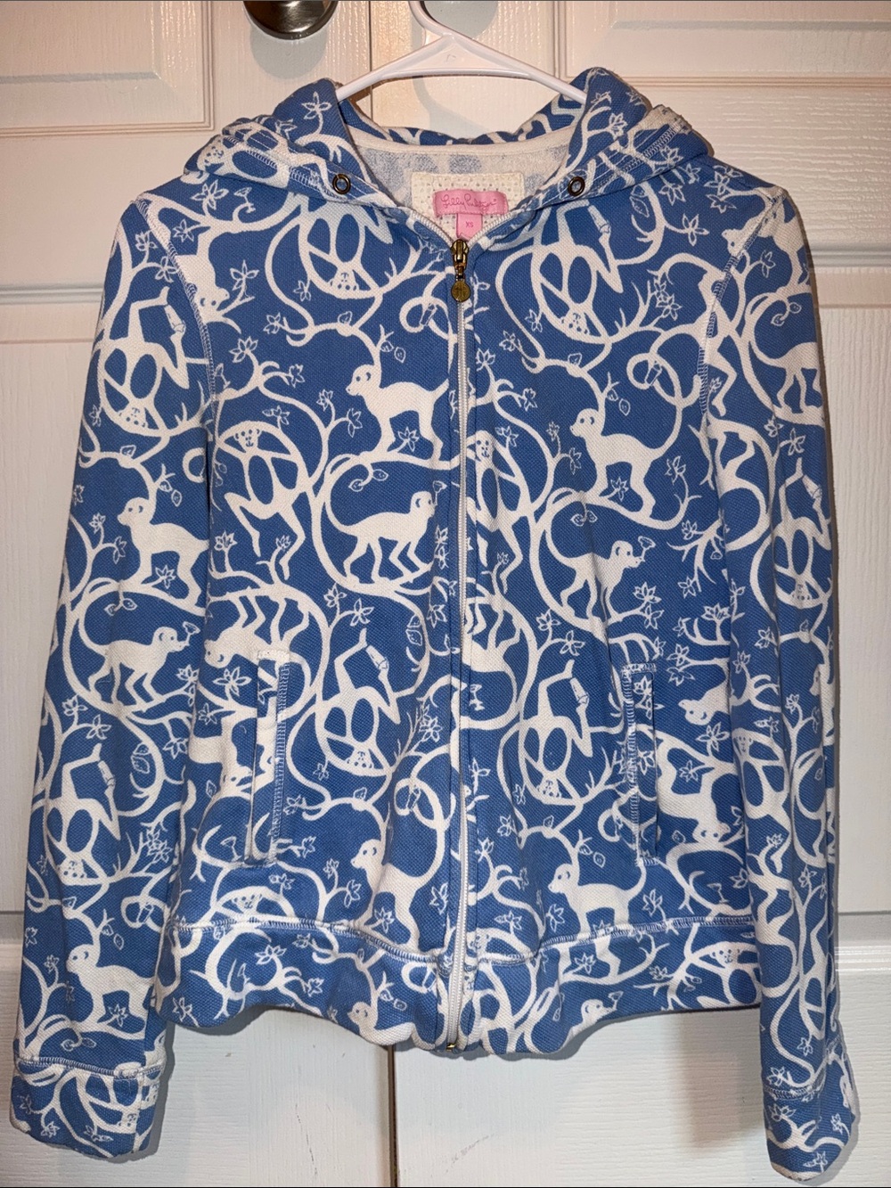 RARE Lilly Pulitzer Full zip hoodie, Monkey Business VINTAGE size XS